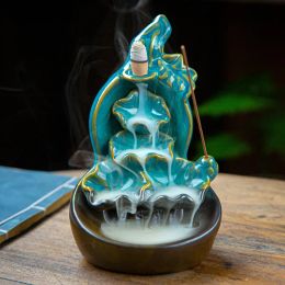 Burners Creative Home Decor Backflow Stick Incense Burner Ceramic Censer Home Decoration Use In Home Teahouse With 20pcs Cones