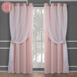 Curtains Pink Blackout Curtains for Living Room Curtain for Bedroom Backdrop Grey Thermal Insulated Girl's Windows Treatments White Sheer