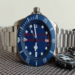 ZFF 2 Armbanduhren für Herren, blaues, mattes Zifferblatt, automatisch, 42 mm, Kal. 2824, mechanische Uhren, Herrengehäuse aus gebürstetem Titan, unidirektional, 284 g