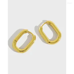 Stud Earrings Korean Version S925 Sterling Silver Retro Oval Ring Circular Hoop