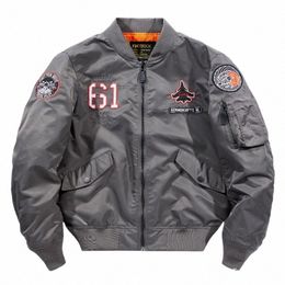 Vintage Pilot Bombacı Uçuş Ceket ABD Air Men Giyim Markaları Kış Ordusu Nakış 3432#