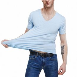 men's Summer T-Shirt Short Sleeve Cool Quick Dry Breathable Ice Silk Seaml Tops Casual Solid Color Elastic Tee Shirts M-5XL o8E8#