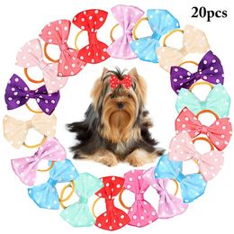 Dog Apparel 20pcs Various Style Pet Bows Hair Rubber Bands Bow Grooming Supplies For Dogs Cats Accessories