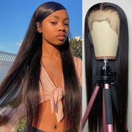 30 inch 13x6 Straight Frontal Wig Human Hair 13x4 HD Transparent Lace Front Wig Pre Plucked Brazilian Straight Wigs Glueless Wig 240314