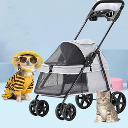 Dog Carrier Wholesale Luxury Detachable Small Travel Strollers Dogs Buggy Medium Foldable 4 Wheels Pet Stroller For Cats Puppies