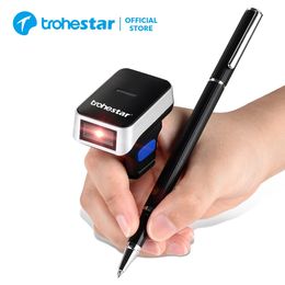 Trohestar Barcode Scanner Wireless 1D 2D Portable QR Code PDF Wearable Finger Mini Bar Reader Scanners 240318