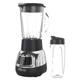 Black+decker Silent Mixer with 6 Cup Cyclone Glass Jars, 3 Speeds+3 Functions Serrated Blade Technology for Faster Mixing, Pulse Button and 24 Ounce Personal