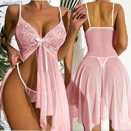 Sexy Set New Hot Sexy Underwear Womens Transparent Pornographic Teddy Clothing Babydoll Lace Dress Plus Size Underwear No Crotch Pajamas C24325