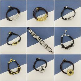 Bangles 2022 New Fit UNO DE 50 Fashion Electroplating 925 Silver Color Gold Color Charm Rope Bead Bracelet Niche Popular Jewelry Gift