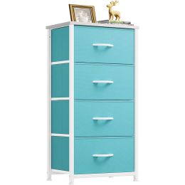 Drawers Dresser w/ 4 Drawers Storage Tower Unit, Dresser for Bedroom, Living Room, Closets Steel Frame, Wooden Top & Fabric Bins