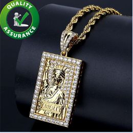 Iced Out the Statue of Liberty Pendant Necklace 14K Gold Plated Bling CZ Simulated Diamond Hip Hop Jewelry Rapper Chain Necklace for Men Women Designer Charm