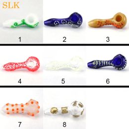 4 inches Collectible Tobacco Smoking Pipe Herb bowl Glass Hand Pipes Exclusive Smoking Glass Spoon Water Pipes Glow in The Dark Bong ZZ