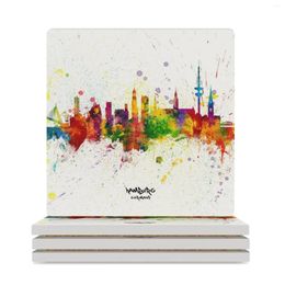 Table Mats Hamburg Germany Skyline Ceramic Coasters (Square) Eat Drink Set Christmas Tea Mat For Dishes