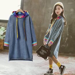 Girl Dresses Korean Children's Clothing Summer Toddler Teenager One-piece Long Sleeve Dress Junior Simple Casual Matching Kids