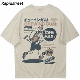 Hip Hop T-Shirt Streetwear Japanese Kanji Anime Printed T Shirt Men Harajuku Cotton Casual Tshirt Summer Short Sleeve Tops 240318