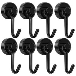 Rails Magnetic Hooks Heavy Duty Neodymium Magnet Hooks Super Strong Wall Hook Hanger Key Holder for Kitchen Grill Refrigerator 4/8 Pcs