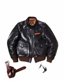 yr!free ship.Top Classic Air Force A2 natural leather jacket,Vintage Horsehide A2 Flight jacket.quality leather coat.Eastman v5Zd#