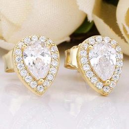 Stud Earrings Original Shine Radiant Teardrops for Women 925 Sterling Silver Earring Wedding Gift Europe Jewellery