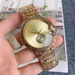 Fashion Brand Watches Men Retro Carved style metal steel band Quartz wrist Watch CA54320m