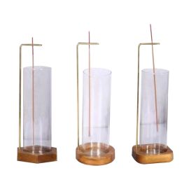 Burners E56C Incense Holder for stick Brass UpsideDown Incense Burners with Removable Glass Catcher Meditation Home Decorations