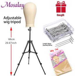 Stands Canvas Block Head With Adjustable Mannequin Head Stand Tripod For Making Wigs Display Styling Manikin Head Training Holder Tool