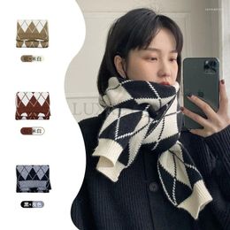 Scarves Classic Plaid Scarf Cashmere Thick Shawl Diamond Women's Winter Long Pashmina Knitted