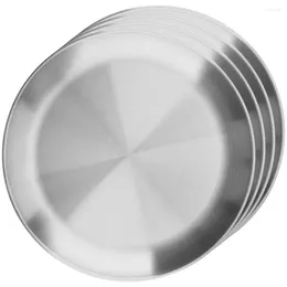 Plates 4 Pcs Stainless Steel Tray Beef Metal Dish Major Kitchenware Dinner Plate Fruit Round