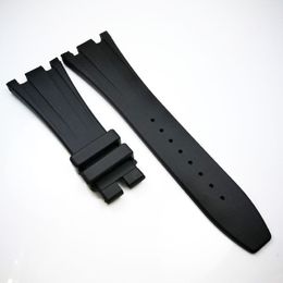 28mm - 18mm Black Rubber Watch Band Strap Bracelet For AP Royal Oak Offshore 42mm Models218w