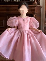 New designer kids clothes girls dresses baby skirt Deep V backless child frock Size 90-160 CM Oversized skirt hem Princess dress 24Mar