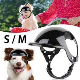 Dog Apparel Pet Helmets Cat Bicycle Motorcycle Hat With Ear Holes And Adjustable Ridding For Travelling Head Protection