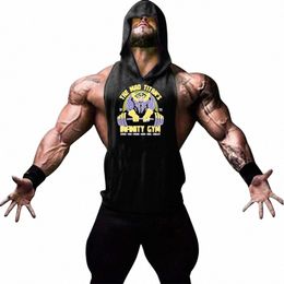 new Brand Muscle Bodybuilding Singlets Mens hooded shirt gym Tank Tops stringer Mens Vest fitn Men's Clothing hip hop tanktop o1H2#