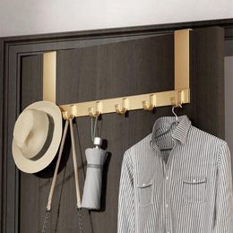 Hooks Bathroom Over The Door Coat Hanging Rack 6 Punch-free Clothes Hat Towel Hanger Organizer Aluminum Alloy Hook