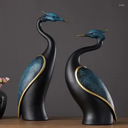Decorative Figurines CRANES STATUE CUTE ANIMAL RESIN SCULPTURE COUPLE HOUSE DECORATION ORNAMENT GRACEFUL BIRD HOME DECOR
