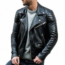 new Slim Men's Winter Leather Jacket Men Casual Loose PU Vintage Bomber Jacket Thick Fi Windbreak Coat Male Clothing T36o#