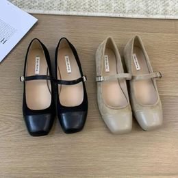 Casual Shoes Bailamos2024 Spring Brand Women Flats Fashion Square Toe Shallow Mary Jane Soft Ballet Slingback