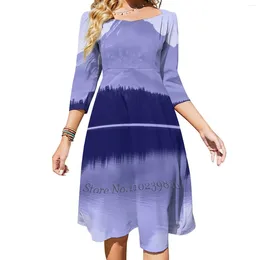 Casual Dresses Very Peri Periwinkle Mountain Lake Adventure 2024 Color Of The Year Square Neck Dress Plus Size Elegant Women Waist Tight