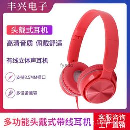 Headphones Earphones Fengxing HZ-688 head mounted wired headphones with microphone subwoofer wire controlled call mobile phone and computer universal H240326