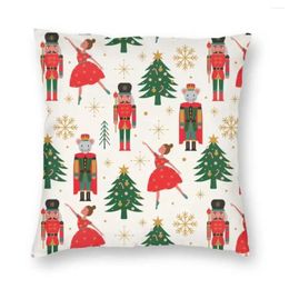 Pillow Retro Nutcracker And Ballerina Sofa Covers Christmas Pattern Throw Case Square Pillowcase Home Decorative