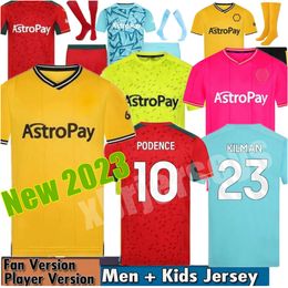 23 24 25 SARABIA Wolves Soccer Jerseys 2023 2024 RAUL MATHEUS NETO TRAORE Wanderers NEVES PODENCE LEMINA HEE CHAN Wolverhampton Football Shirts Men Kit Kids uniforms