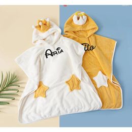 Blankets 70X100CM Children's Bath Towel Thickened High-Density Coral Velvet Hooded Cape Personalised Cartoon Absorbent Bathrobe Blanket