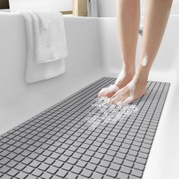 Mats DEXI PVC Antiskid Bath Mats Rectangle Soft Shower Bathroom Massage Mat Suction Cup Nonslip Bathtub Carpet