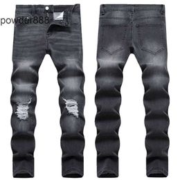 2024 New Straight Leg for Men Designer Hip Hop Fashion Mens Pants Jeans Top Quality Purple Motorcycle Cool Denim Pant WE8V