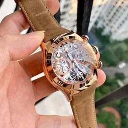 Wristwatches Reef Tiger Men's Skeleton Automatic Mechanical Wristwatch 50m Waterproof Tourbillon Calendar Week Display Leather Luxury Watch