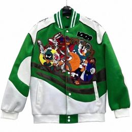 high-quality Bomber Jackets Men Women Autumn Carto Pattern Embroidery Cott Air Force Jacket Harajuku Coats Baseball Outwear M439#