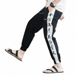 Zgke Çin tarzı ayak bileği uzunluğu pantolon erkekler için eşofman için 2023 Sonbahar Kore iş giyecek erkek kıyafetler sokak kıyafetleri joggers u5th#