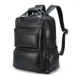 Backpack Soft Black Large Leather Mens Laptop Backpacks Original Handmade Bagpack Male Female Boy Schoolbag