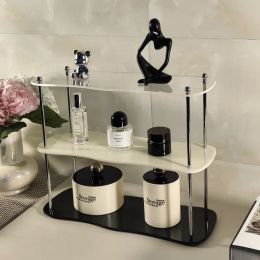 Racks Household Desktop Water Cup Storage Rack Three Layers of Acrylic Cosmetics Perfume Display Metal Rod Detachable Display Frame