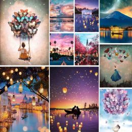 Number Landscape Lantern Paint By Numbers Complete Kit Acrylic Paints 50*70 Painting On Canvas Handmade Crafts For Adults For Drawing