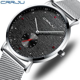 Luxury Brand CRRJU Men Watch Classic Business Slim Quartz Watch Stylish Simple Waterproof Steel Mesh Clock Relogio Masculino246x