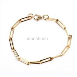 Chain 1PC 4mm New 304 Stainless Steel Chain Ring Cable Chain Bracelet for Mens Gold Silver Oval Bracelet Jewellery Gift 19cm Long 240325
